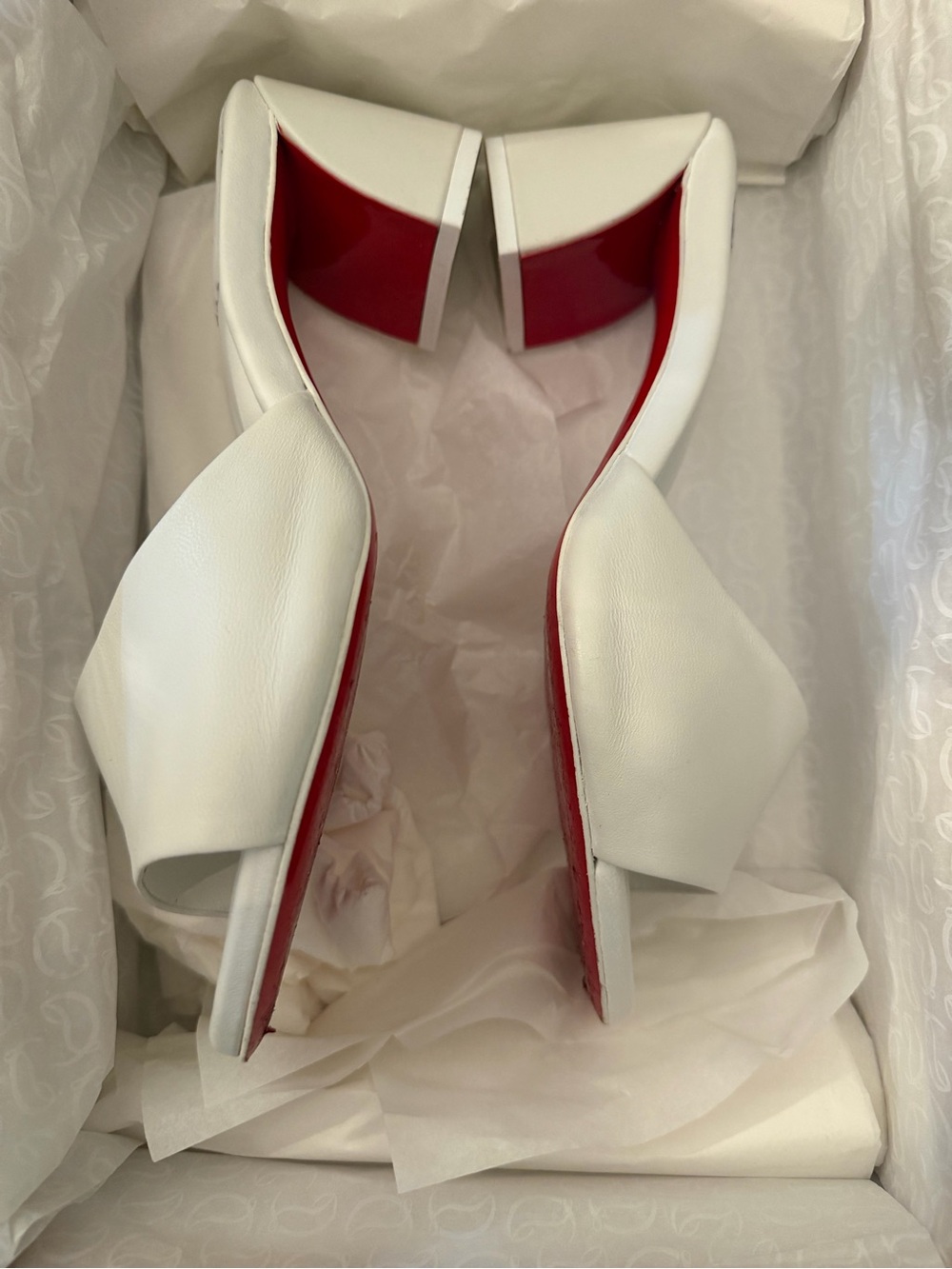 Christian Louboutin Jane Slide Sandals White Leather Open-Toe